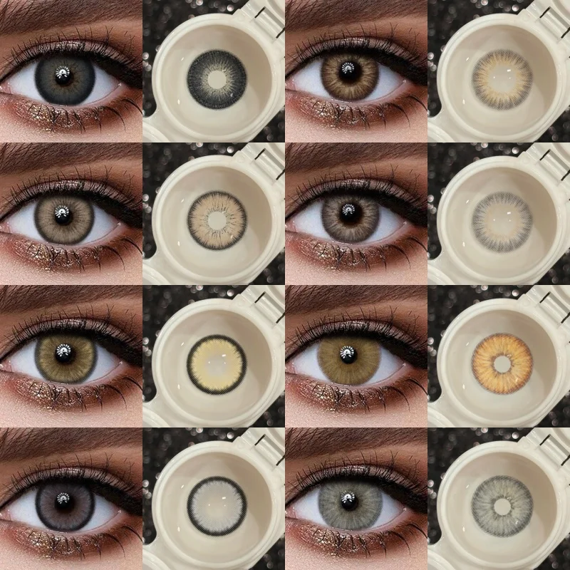 FUNSACHY 1 Paar natürliche Augenfarb-Kontaktlinsen für Augen, braun, grau, Schönheitspupillen, blaue Kontaktlinsen, kosmetische Jahreslinsen Image