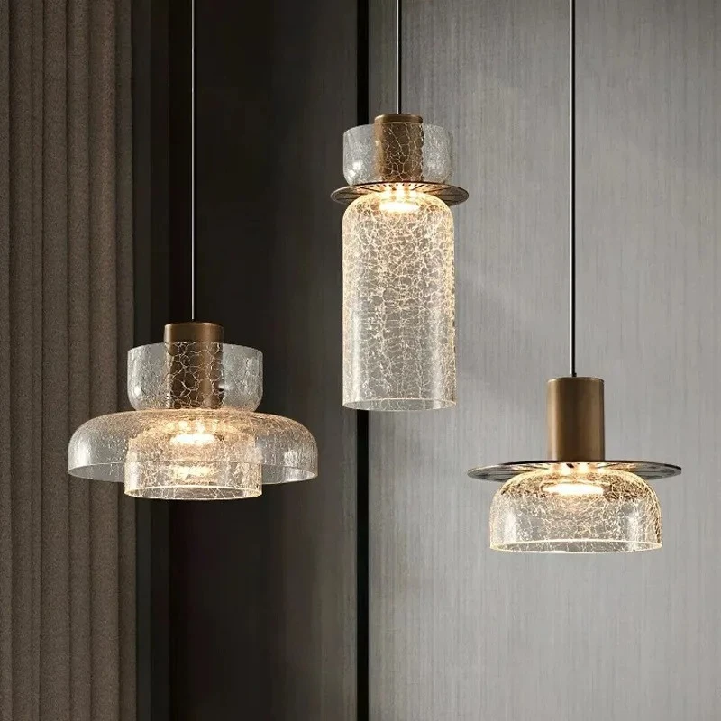 Moderne Esstisch Glas Kronleuchter Lampe Rissige Klarglas Wandlampen Indoor Hotel Küche Restaurant Decke Kronleuchter Licht