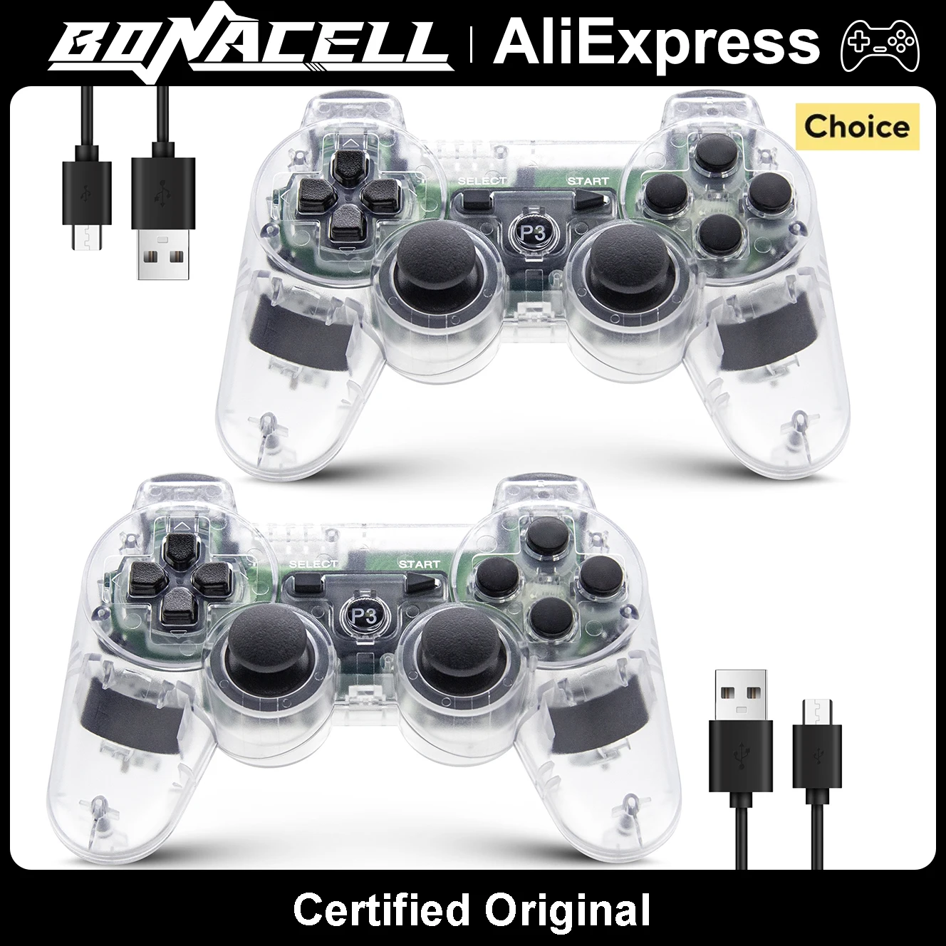 Controller für Playstation3/PS3/PC/Android, Fernbedienung, Gamepad, 6-Achsen-Gyro, integrierte Dual-Vibrationsmotoren, kabelloser Joystick