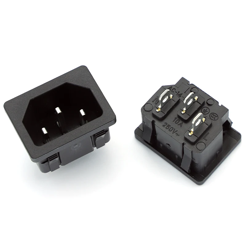 5Pcs AC Einlass Steckdose Stecker Industrielle buchse Stecker IEC320 C14 3Pin Panel Power Inlet Buchse Zubehör 10A 250V Image