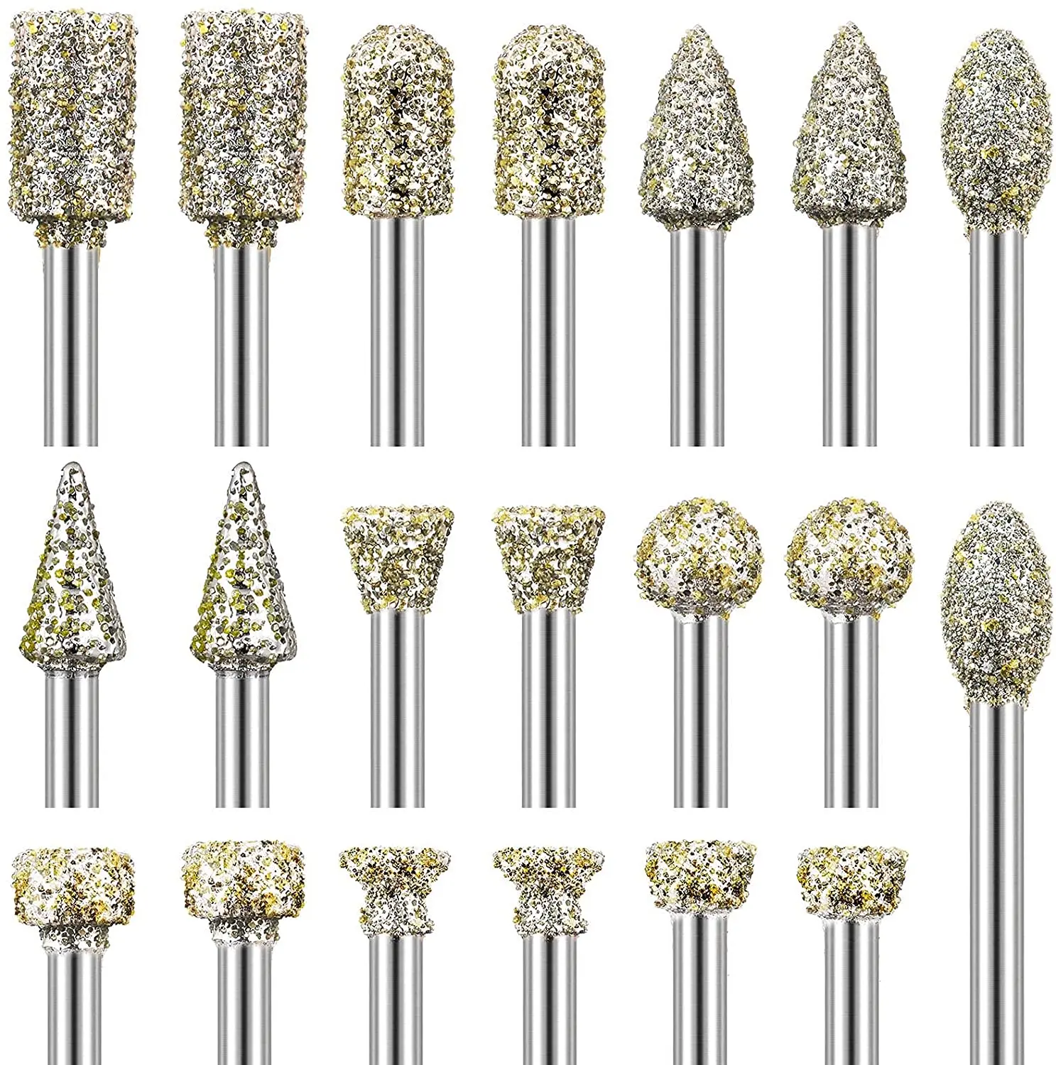 20 stücke 3mm Schaft Dremel Zubehör Diamant Schleifen Kopf Schleif Werkzeuge Mini Bohrer Grate Bit Set Holzbearbeitung Werkzeuge Image