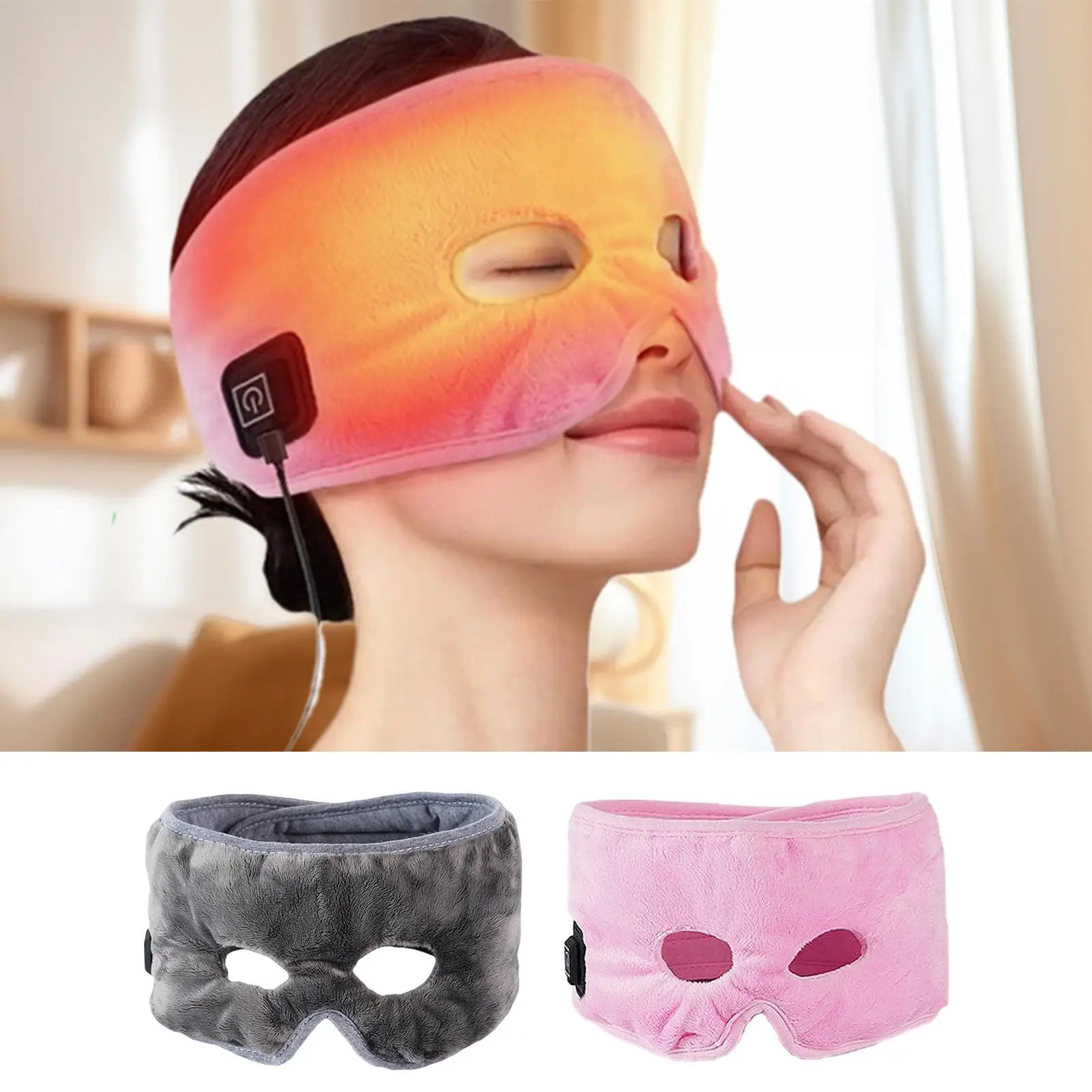 Sinus-Heizkissen mit Einstellbarer Temperatur, USB-Betrieben, Beheizte Linderungsmaske, Schmerz-, Druck- und Verspannungskompression, Augentherapie Image
