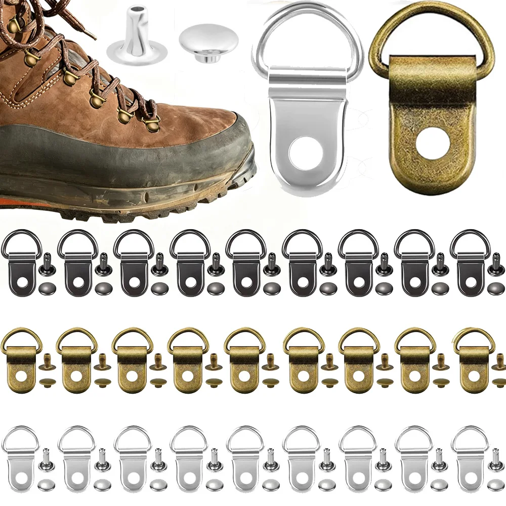 20-40 Sets Schuhbandhaken, Schuh- und Stiefelbandhaken, Schlaufenringe mit Nieten, Schuh- und Stiefelschnallen, D-Ringe, Ösen, Metall-Reparaturzubehör