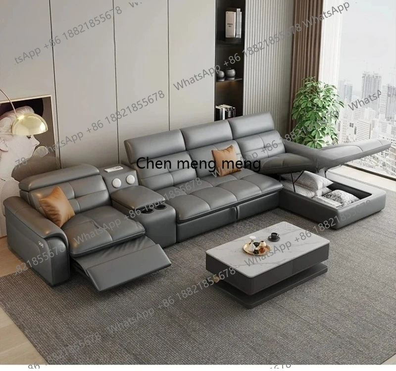 Elektrisch verstellbares, übergroßes Sofa aus echtem Leder, Designer-Ecksofa im italienischen Stil, modernes Luxus-Divano Letto, Wohnzimmermöbel