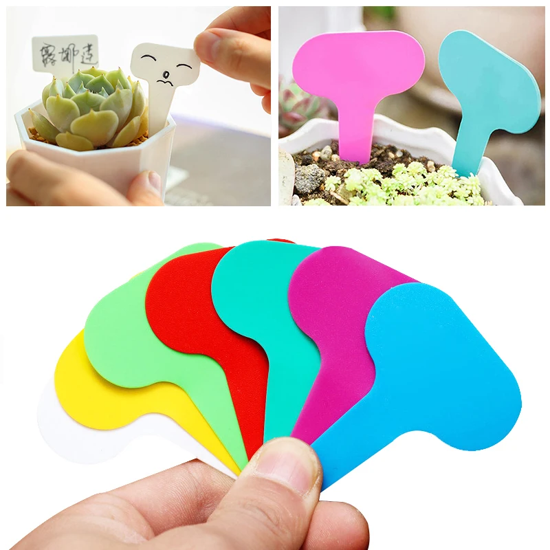 100 Stück Gartenetiketten, Pflanzenklassifizierung, Sortierschild, Tag, Ticket, Kunststoff, Schreibplatte, Tafel, Plug-in-Karte, bunt Image
