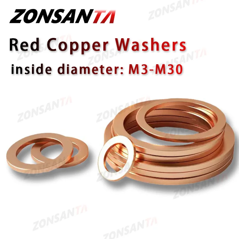 M3 M4 M5 M6 M8 M10 M12 M14 M16 M18 M20 M22 M24 M27 M30 DIN7603 Boot Rot Messing Kupfer Zerquetschen Dichtungsscheibe Flachdichtringdichtung Image