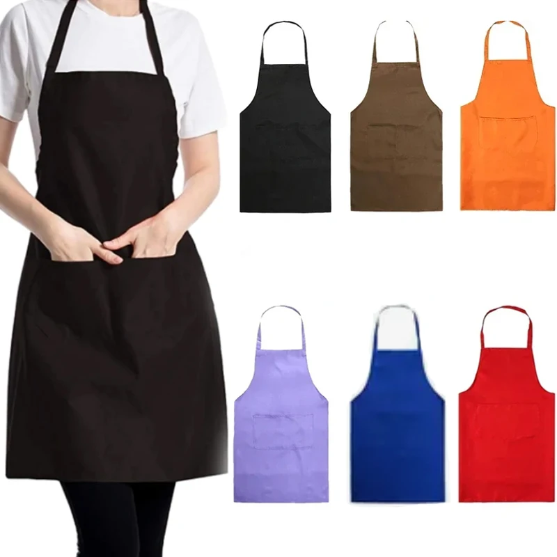 Solide Kochschürze mit Tasche, Küchenchef, Reinigung, Restaurant, Kellnerin, Schürze, hält die Kleidung sauber, ärmellos, praktisch Image