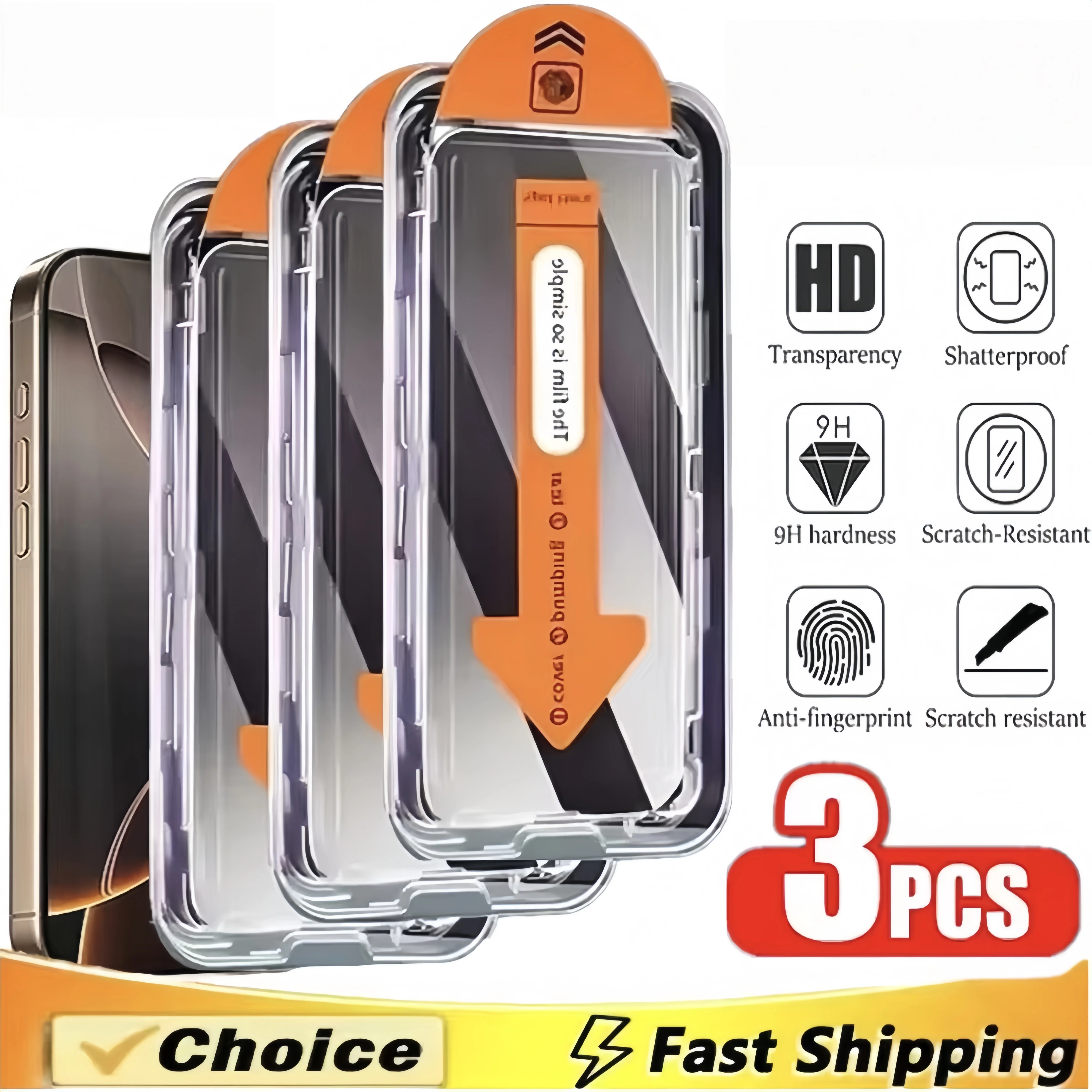 3er-Set Blickschutzfolie für iPhone 17 Air 16e 16 15 14 13 12 11 Pro Max XS XR, 4K High-Definition Panzerglas, wasserdicht Image