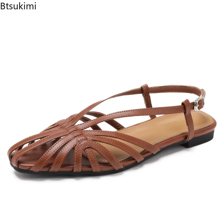 Neue Sandalen mit niedrigem Absatz, modische Damen-Gladiatorschuhe, Sommer 2026, spitz zulaufende römische Sandalen, Schuhe Größe 42, Sandalias De Mujer
