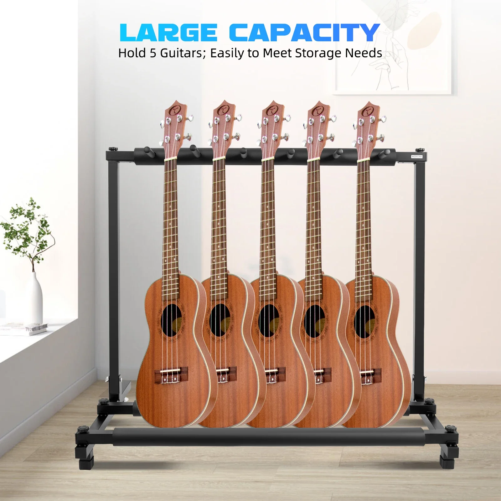 NEUER 5-Fach Universeller Mehrfach-Gitarrenständer für Akustikgitarre, Westerngitarre, E-Gitarre, Bassgitarre, Gitarrenhalter Image