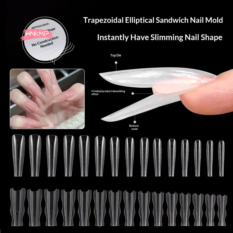 240 Stück Mandel-Sarg-Sandwich-Nagelverlängerungen in 15 Größen – Schnelle Dual-Form-Maniküre-Werkzeuge für Nagelverlängerungen Image