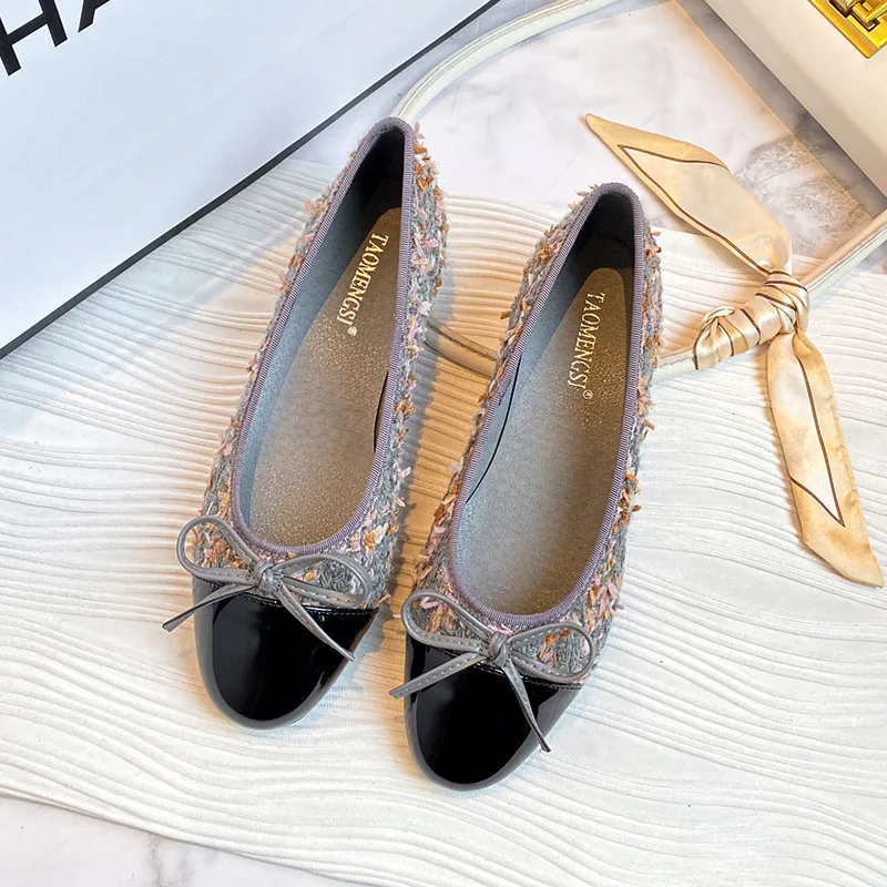 Size 33-43 Women's Designer Flat Boat Shoes Bowknot Leather Flats Low Heel Pumps Office Lady Slip on Girls Ballet Shoes 111-1