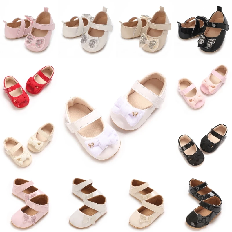Frühlings- und Herbstschuhe mit Schleife im Mary-Jane-Stil für Prinzessinnen, 0-12 Monate, Babyschuhe mit Gummisohle, rutschfeste Sneaker Image
