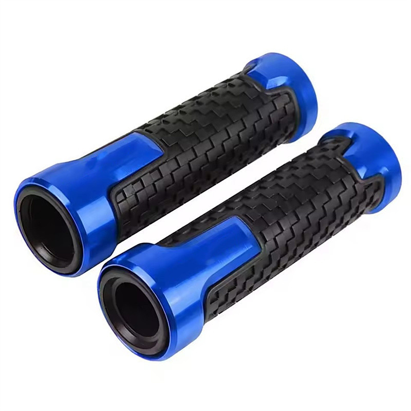 7/8 Motorcycle Grips, Universal 22mm Non-Slip CNC Aluminum Rubber Handlebar Hand Grips for Scooter Sportbike, Ergonomic Comfort Handle Bar Ends, 1 Pair