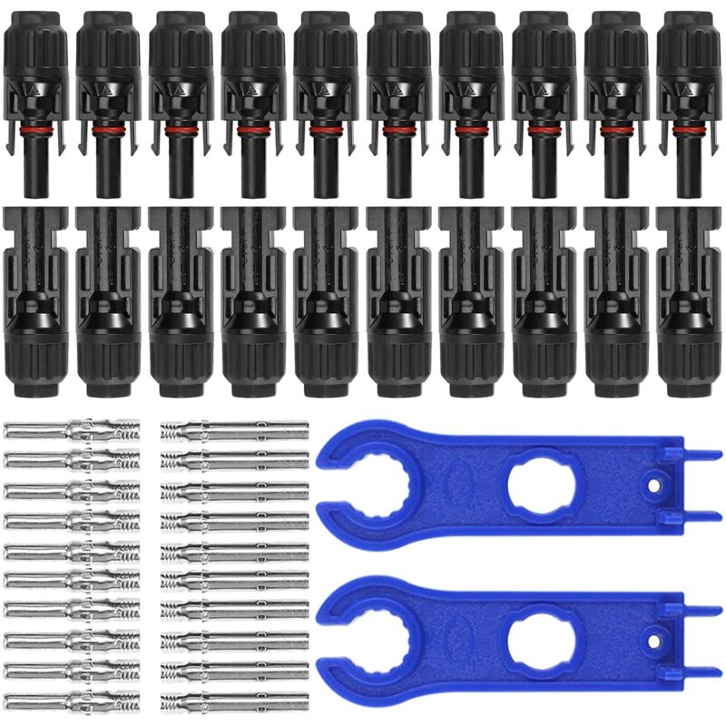 10 Paia Di Connettori Solari Fotovoltaici Mc4, Connettori Pv Maschio/femmina, Guarnizione Impermeabile A Doppio Anello, Per Accessori Per Cavi Di Pannelli Solari Fotovoltaici