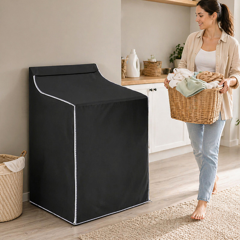 Washing Machine Cover with Zipper Design Oxford Cloth Waterproof Washer and Dryer Covers Full Automatic Drum Washer Protector