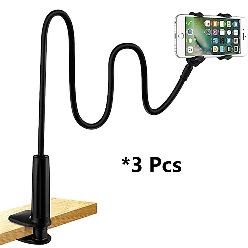 3 Pack Flexible Gooseneck Phone Holder for Bed - 360 Rotating Long Arm Cell Phone Stand, Clip-on Lazy Bracket Mount for Headboard, Desk, Kitchen, Hands-Free Phone Stand Compatible with All Smartphones