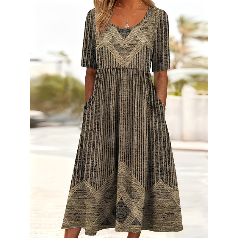 Women's Midi Dress Sheath Dress T Shirt Dress Tee Dress A Line Dress Summer Dress Vacation Casual Boho Daily Summer Dress Spring Dress Loose Fit Floral Graphic Short Sleeve Crew Neck Sky Blue Gray