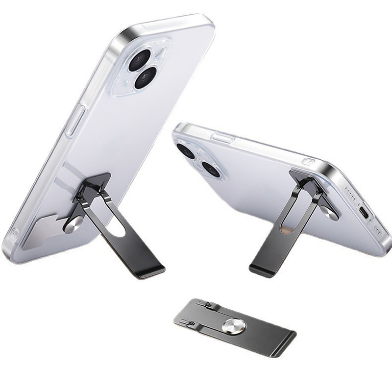 2 Pack Cell Phone Kickstand, Ultra-Thin Metal Stand for Phone Back, Foldable Adjustable Vertical/Horizontal Holder for iPhone 17 16 15 Samsung, Universal Minimalist Adhesive Phone Stand