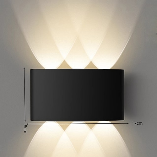 Außenwandleuchten mit nach oben und unten gerichteten Leuchten, IP54 wasserdichte Außenwandleuchten, moderne 3000K-Wandleuchte, LED-Wandleuchte aus Aluminium für Badezimmer, Garten, Schlafzimmer, Flur, Treppenhaus (schwarz) Image