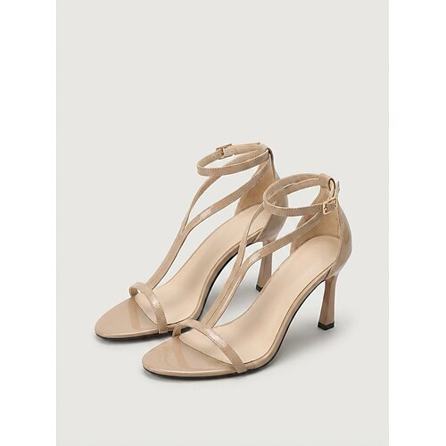 Braune Damen-Sandalen mit hohem Absatz und Riemchen – elegante Cocktailschuhe Image