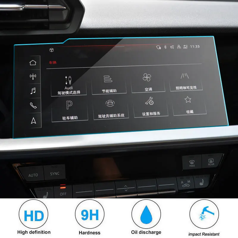 Gehärtete Glasfolie für Audi A3 8Y 2021–2025, GPS-Navigation, Touch-Center-Display, Auto-Innenraum Image