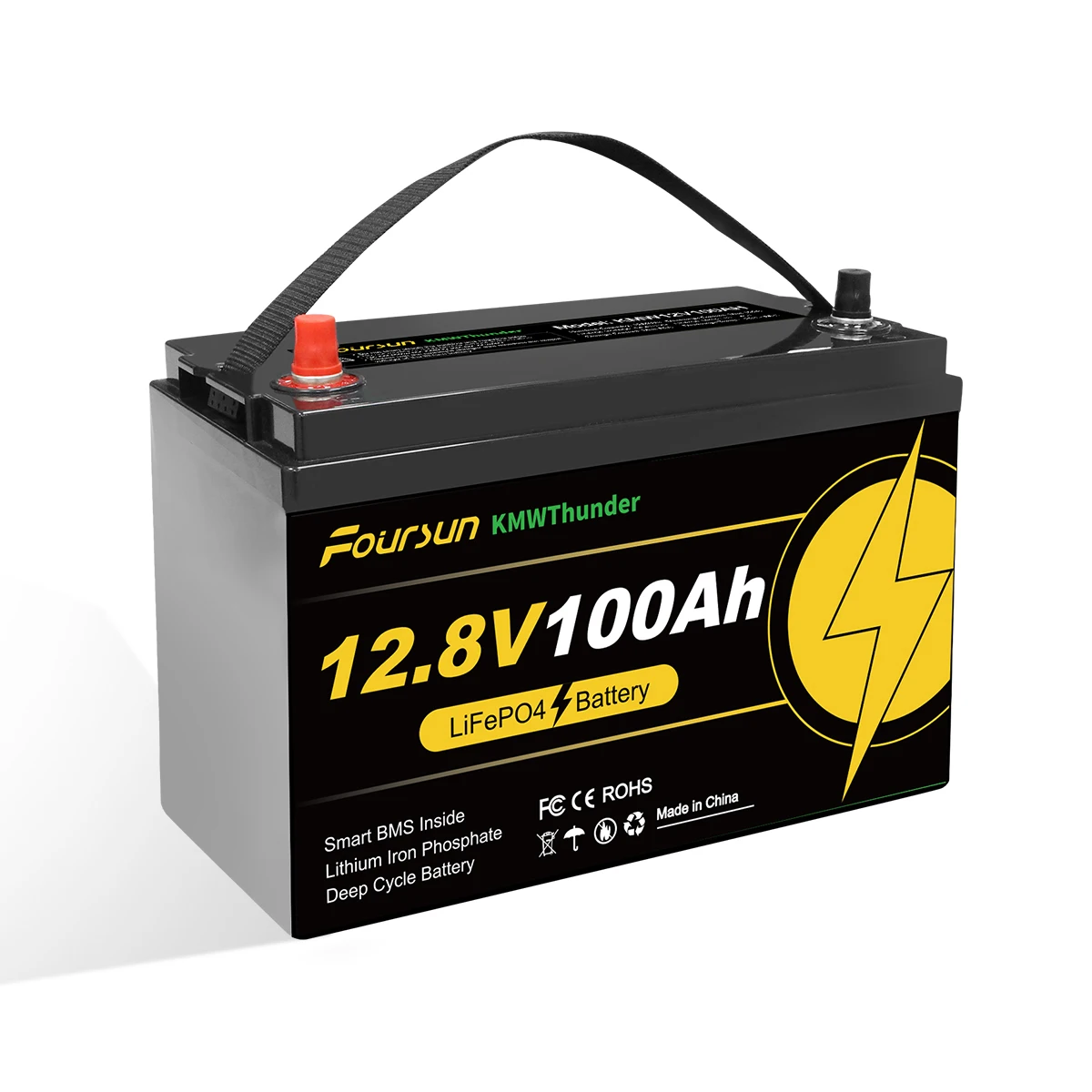 Foursun 12V 100Ah/200Ah/300Ah LiFePO4 Batterie mit Niedertemperatur-BMS-Schutz, 4500+ Zyklen für Wohnmobil/Solar/Camping Image