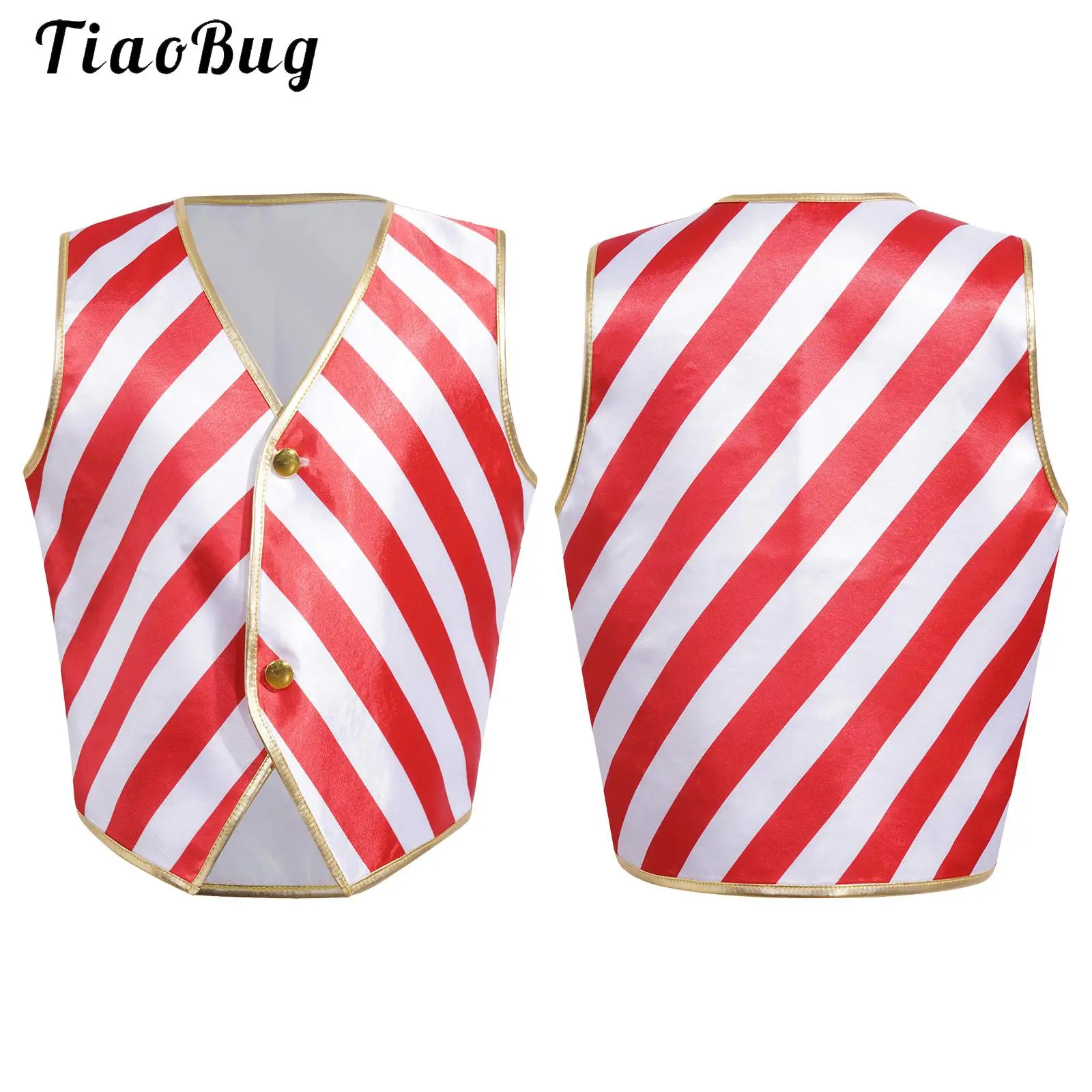 Unisex Kinder Weihnachten Candy Cane Gestreifte Weste Weste Urlaub Festival Weihnachten Hip-Hop Jazz Dance Performance Weihnachtsmann Tops