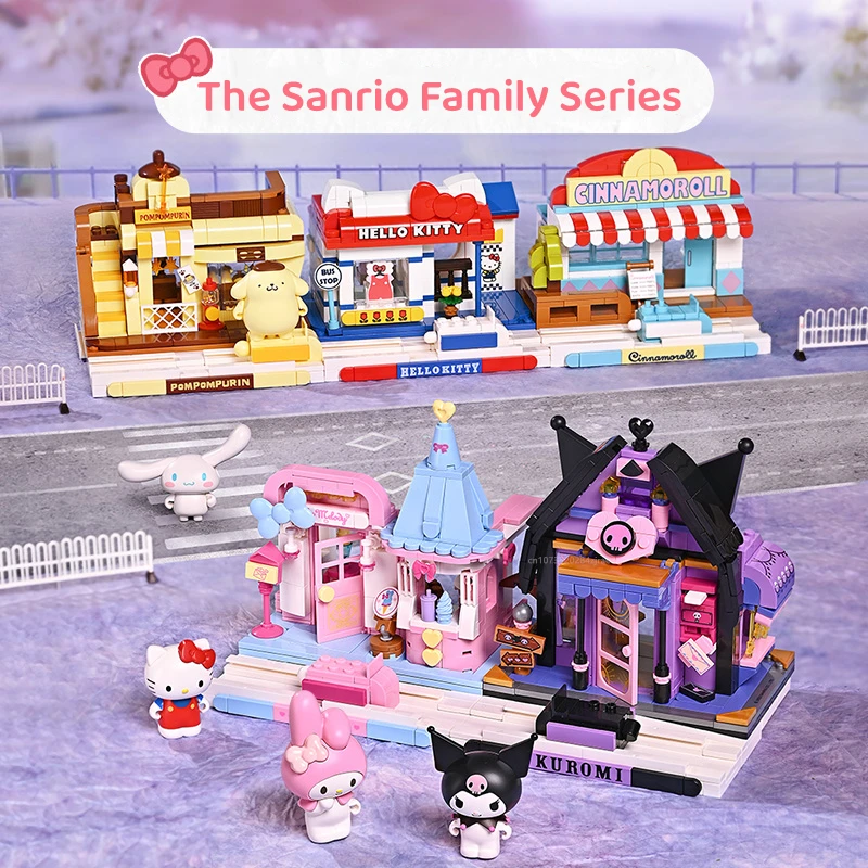 Sanrio zusammengebaute Spielzeugbausteine ​​Hello Kitty Kuromi Cinnamoroll My Melody Modellsteine ​​Spielzeug Desktop-Ornamente Weihnachtsgeschenke Image