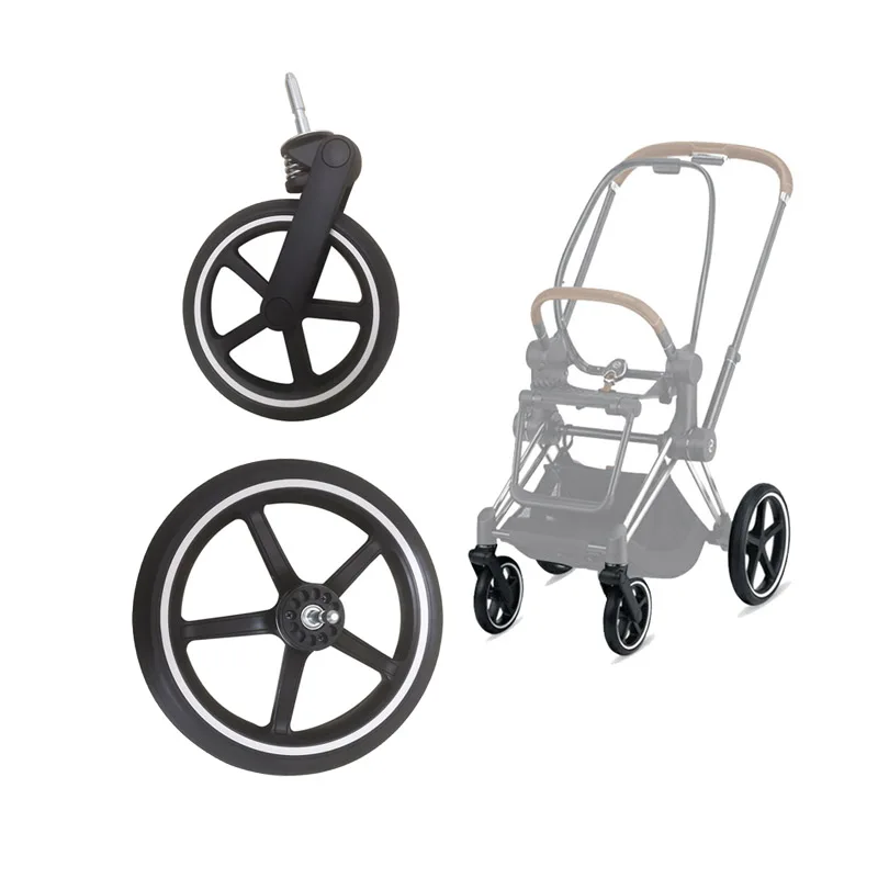 Kinderwagenrad für Cybex Priam 3/4 Kinderwagen, komplett schwarz, Roségold, weißer Kreis, ein vorne und hinten, Baby-Buggy, Zubehör ersetzen