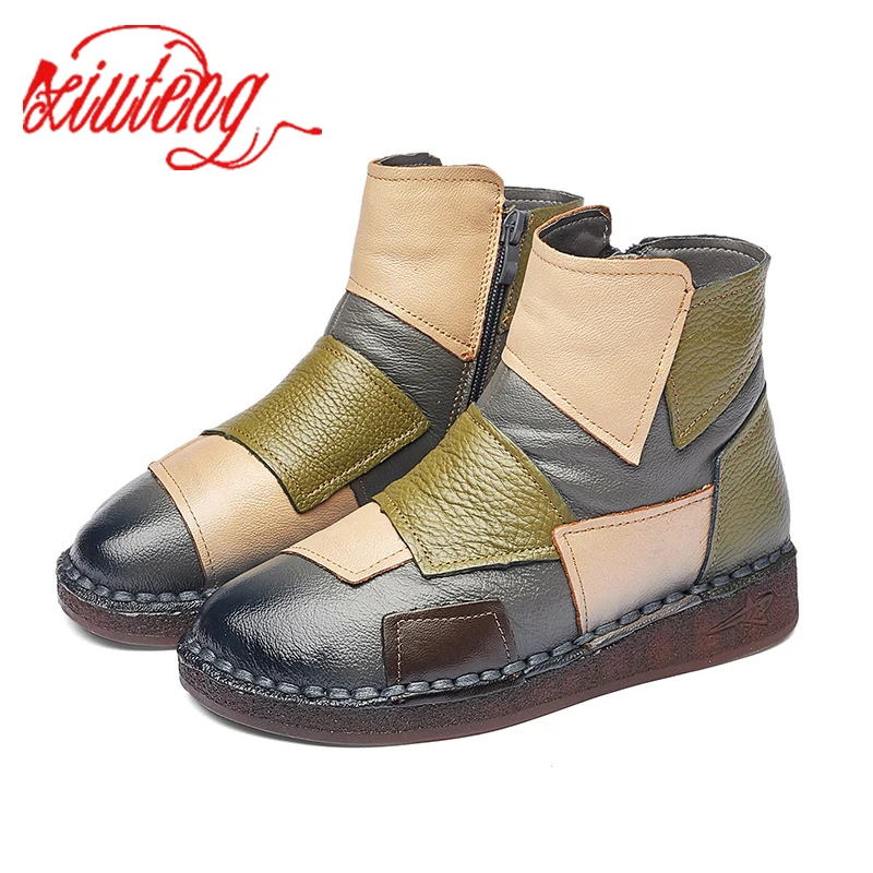 Xiuteng frauen Winter Stiefel 2022 Echtem Leder Stiefel frauen Winter Stiefel Weibliche Schuh Stiefel Auf Flache Sohle Botas mujer
