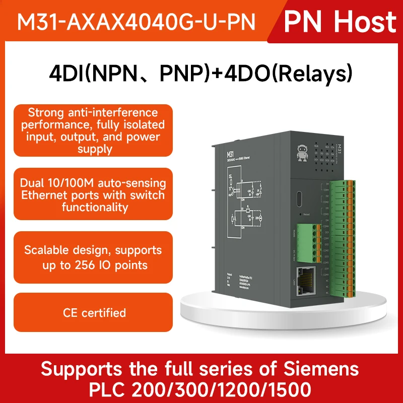 Profinet Remote I/O AO/DO/AI/AO Botu/STEP 7 Profinet zu Modbus RTU Industriequalität CDEBYTE Verteiltes I/O-Modul Image