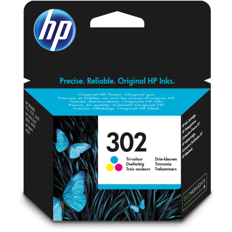 Hp 302 Tri Color Original Ink Cartridge Cartuccia D'Inchiostro 1 Pz Resa Standard Ciano Magenta Giallo