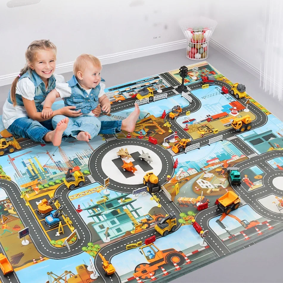 130*100CM Baby Spielen Matte Neugeborenen Stadt Bauernhof Matte Kinder Teppich Tragbare Wasserdichte Kinder Krabbeln Teppich Infant pädagogische Boden Matte Image