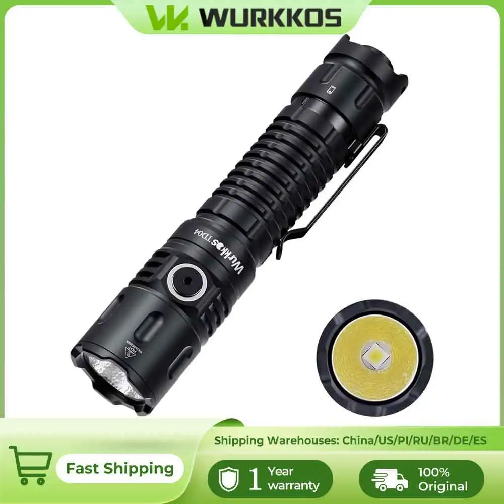 Wurkkos TD04 Taschenlampe 21700 Wiederaufladbare Dual-Mode Taktische Taschenlampe USB-C Schnittstelle 3000 Lm Alltagsgebrauch mit Endschalter Image