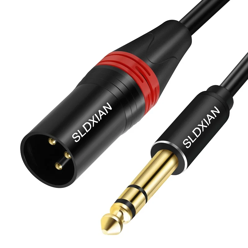 1/4 Zoll TRS-auf-XLR-Stecker-Kabel, symmetrischer 6,35-mm-TRS-Stecker auf 3-poliges XLR-Stecker-TRS-Stecker auf XLR-Stecker-Mikrofonkabel Image