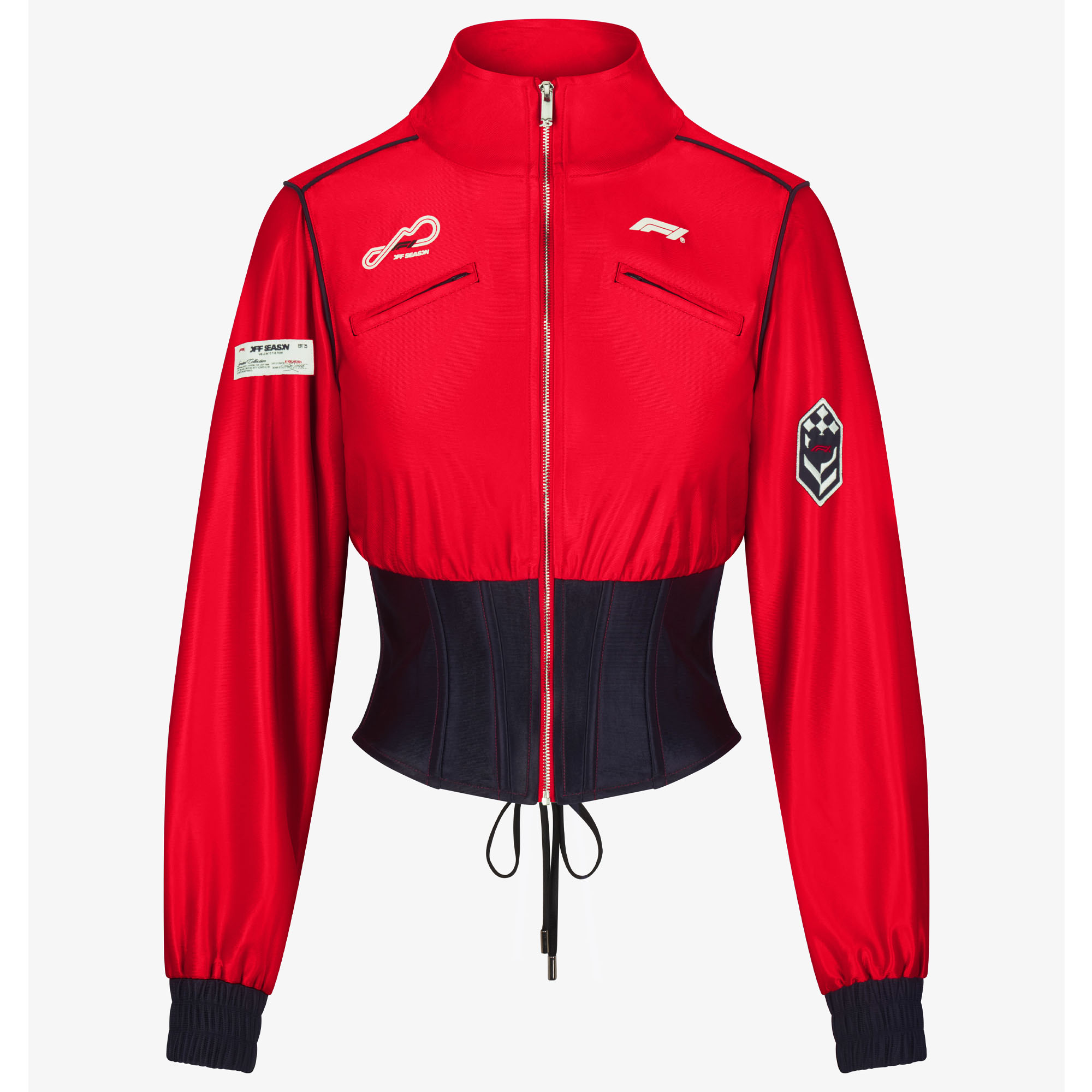 "Rote F1-Trainingsjacke mit durchgehendem Reißverschluss und Korsett-Design für Damen (Off-Season)" Image