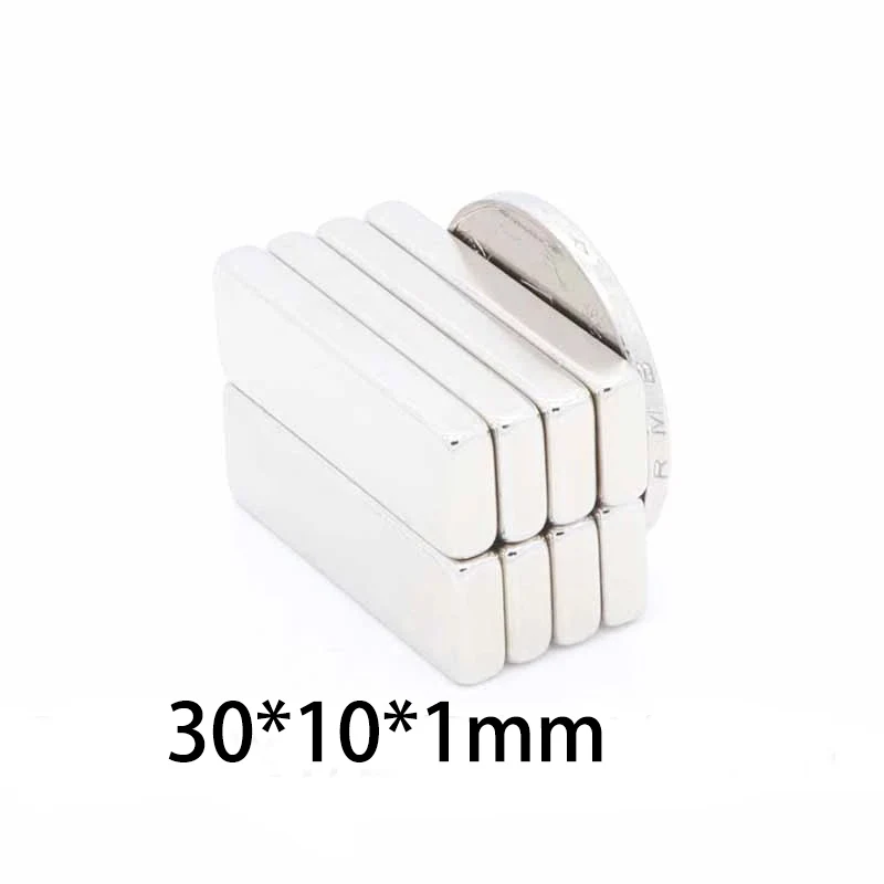 20 Stück 30 x 10 x 1 mm flache Kühlschrankmagnete – 10 mm breit x 1 mm dünne Magnetfolien für Fotorahmen, Whiteboard-Organizer Image