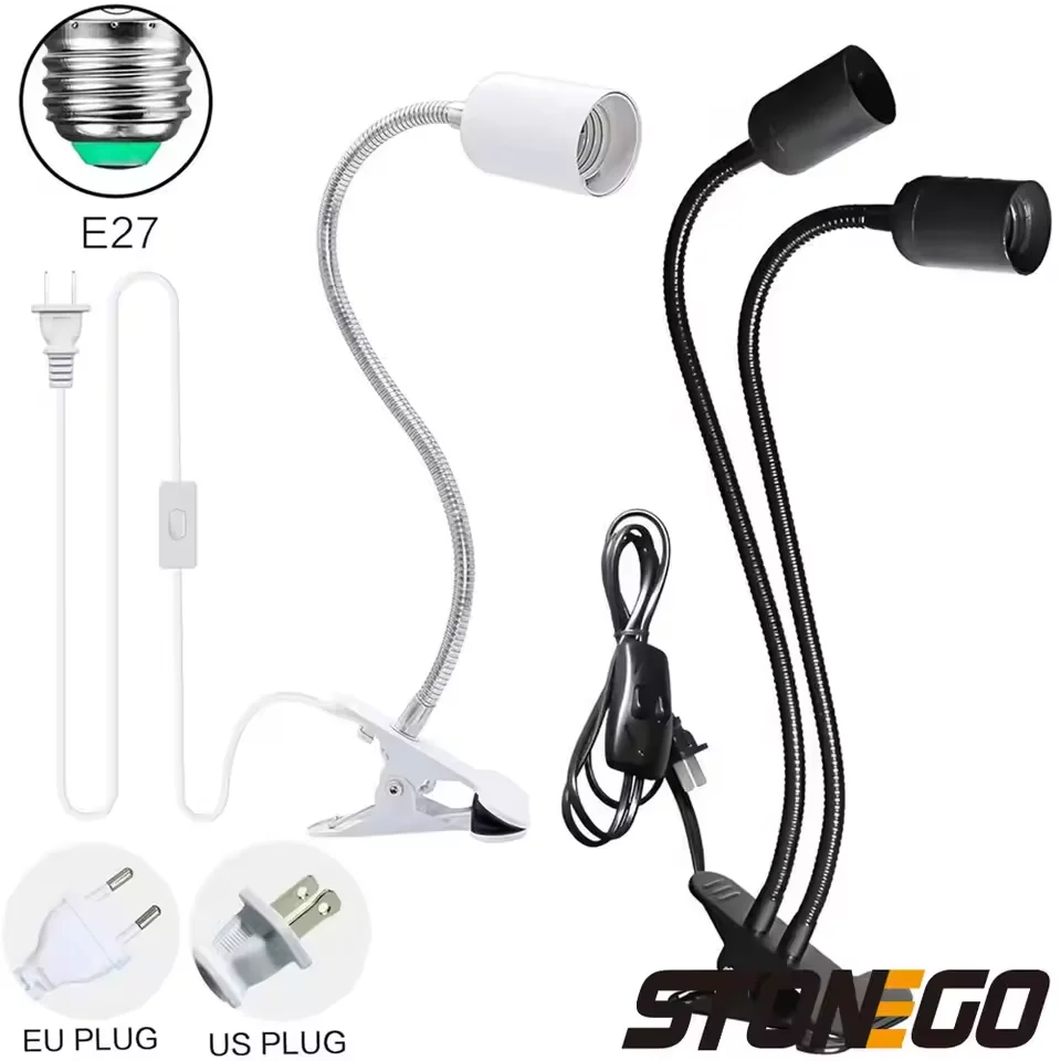 1,7 m E27-Klemm-Lampensockel, EU-Stecker, Schreibtischlampen, LED-Birne, hängende Lampenfassung, Halter mit Schalter, flexible Schwanenhals-Leselampen