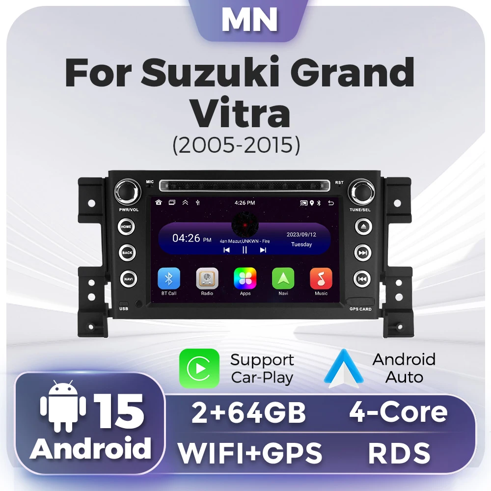 7 zoll Auto Radio Für Suzuki Grand Vitara 2005-2012 2013 2015 Multimedia GPS Navigation Stereo Player CarPlay Android auto WIFI Auto GPS Multimedia Radio, 8-Kern DSP ohne DVD Player, 2Din Stereo Empfänger, DSP Image