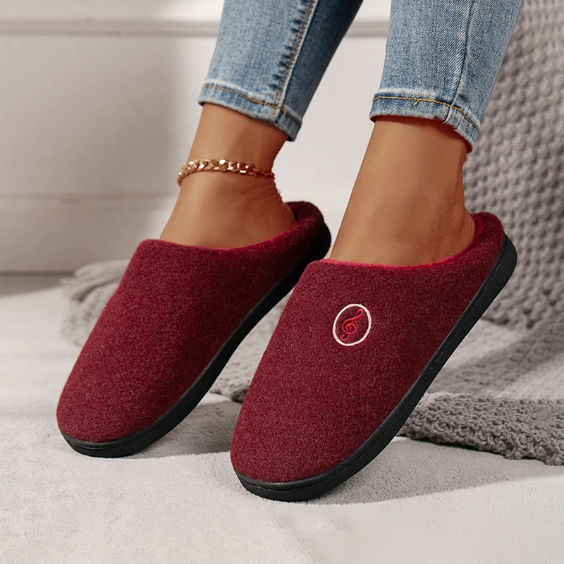 Casual frauen Hausschuhe Hause Flache Elegante Musik Note Designer Frau Schuhe Mode Winter Plattform Schuhe Warmes Zuhause Große Größe