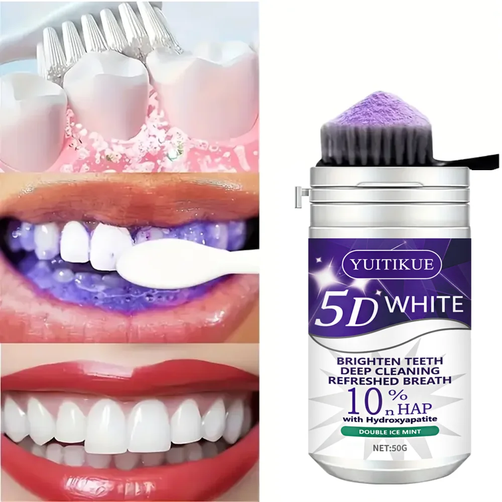 10 % Hydroxyapatit-Zahnpulver | 5D White Brightening | Tiefenreinigender und frischer Atem | Double Ice Mint Image