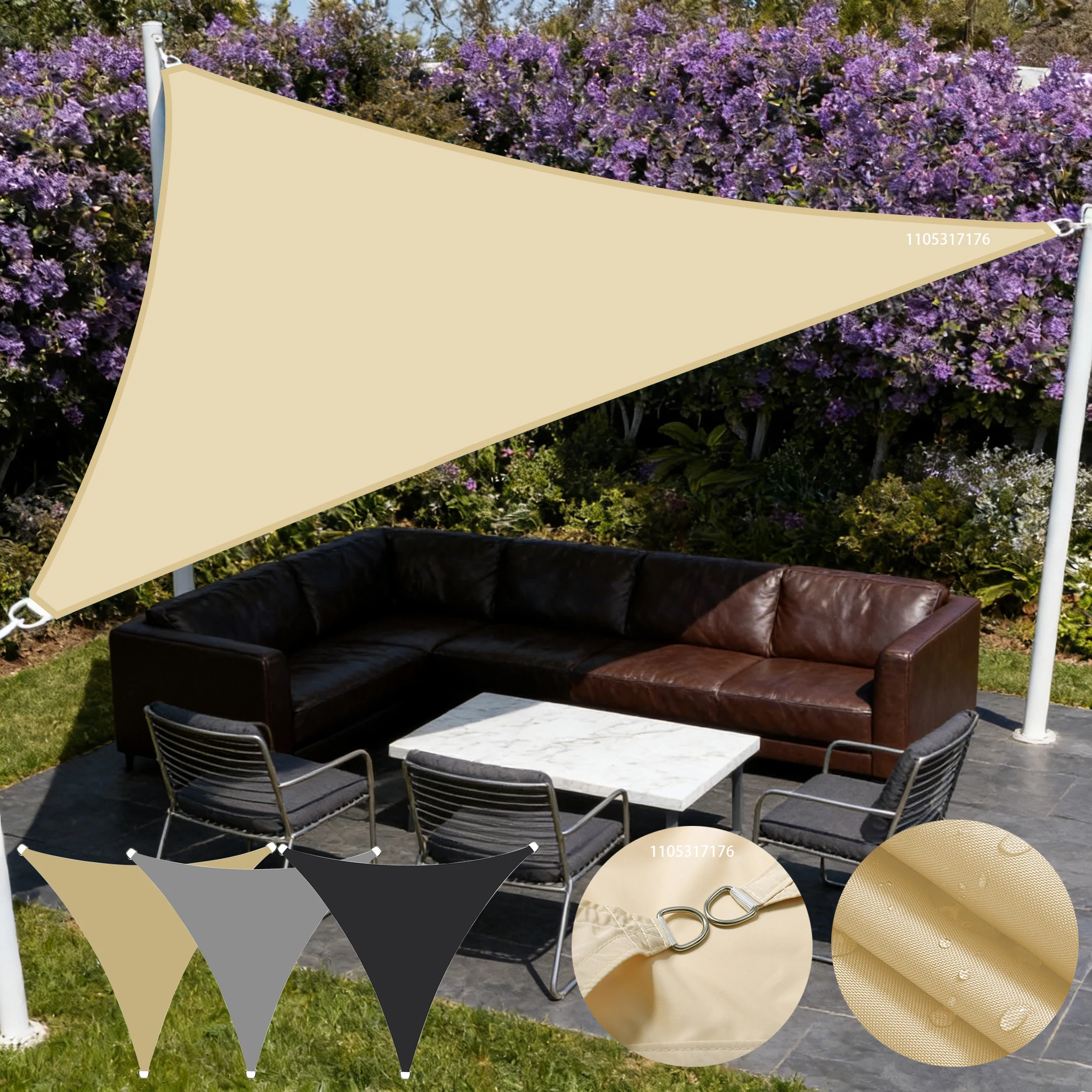 Dreieckiges Sonnensegel Wasserdicht UV-Schutz Outdoor Garten Terrasse Markise Baldachin Dreieckiges Sonnenschutzsegel Image