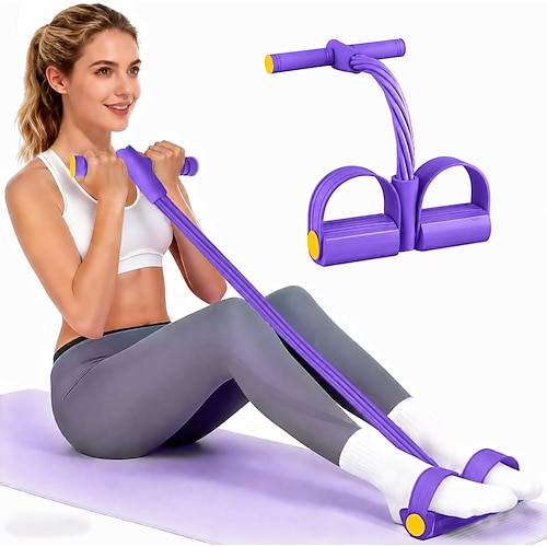 Pedalwiderstandsbänder mit Griffen, robustes 6-Rohr-Multifunktions-Pedalwiderstandsband, Fußpedalwiderstandsbänder aus Naturkautschuk, Fitness-Widerstandsbänder für Bauch, Taille, Arme und Beine Image