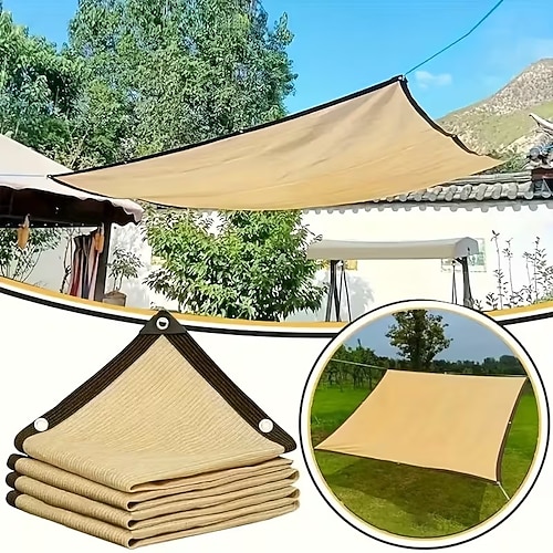 Atmungsaktives Sonnenschutznetz mit hoher Dichte – beige, in verschiedenen Größen erhältlich, geeignet für Terrassen, Picknickplätze, Carports und Gärten / farbiges, atmungsaktives Sonnenschutznetz Image