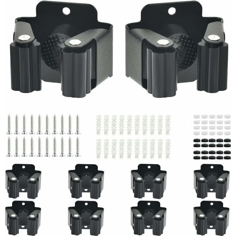 10 Pezzi Porta Scopa A Parete, Porta Elettrodomestici In Acciaio Inox Set Da Parete Porta Attrezzi Da Giardino Porta Scopa, Scopa A Parete, Gancio Porta Attrezzi Da Giardino Per Stampelle, Porte,