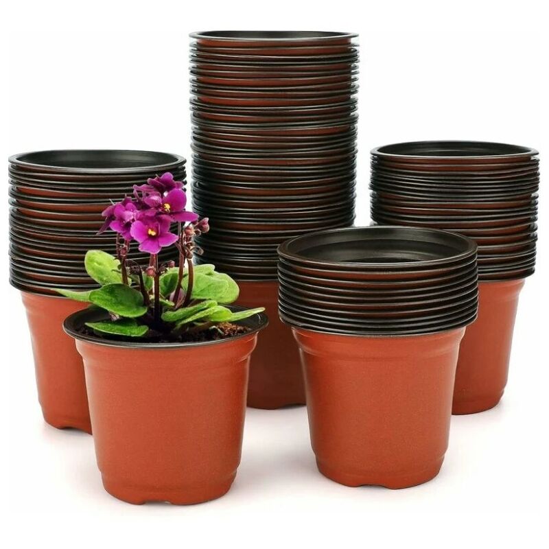 Vasi Da Fiori Rotondi, 100 Vasi Per Piante In Plastica Da 18 Cm, Vasi Da Fiori Rotondi In Plastica Con Fori Di Drenaggio, Vaso Interno Per Piantine E Talee, Vasi Per Coltivazione, Vasi Per Semi