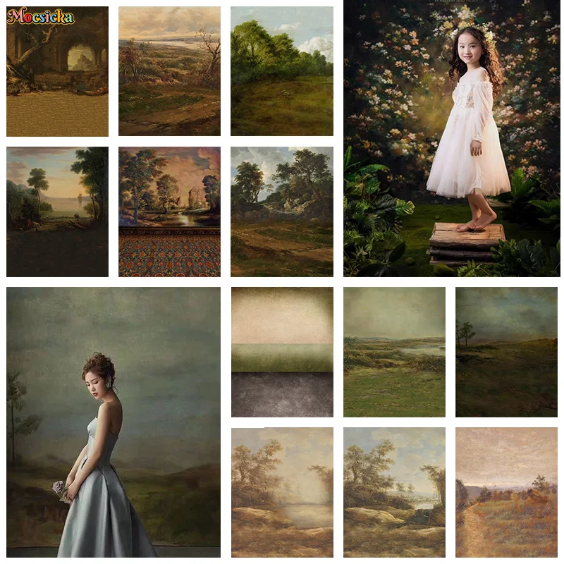 Mocsicka Fotografie Hintergrund Vintage Ölgemälde Hintergrund Erwachsene Kinder Geburtstag Mutterschaft Kunst Foto Hochzeit Foto Studio Requisiten