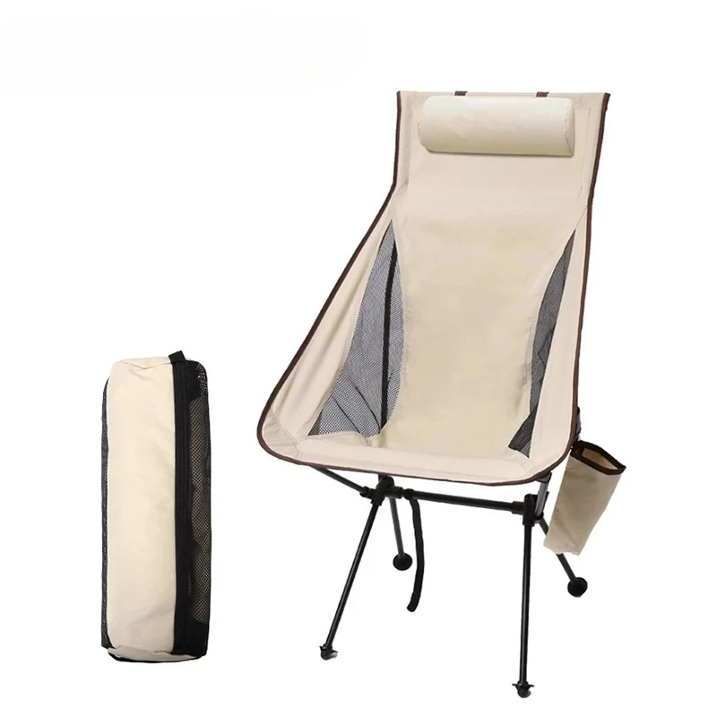 Westtune Tragbarer, zusammenklappbarer Campingstuhl mit Kopfstütze, leichte Touristenstühle, Angelstuhl aus Aluminiumlegierung, Gartenmöbel