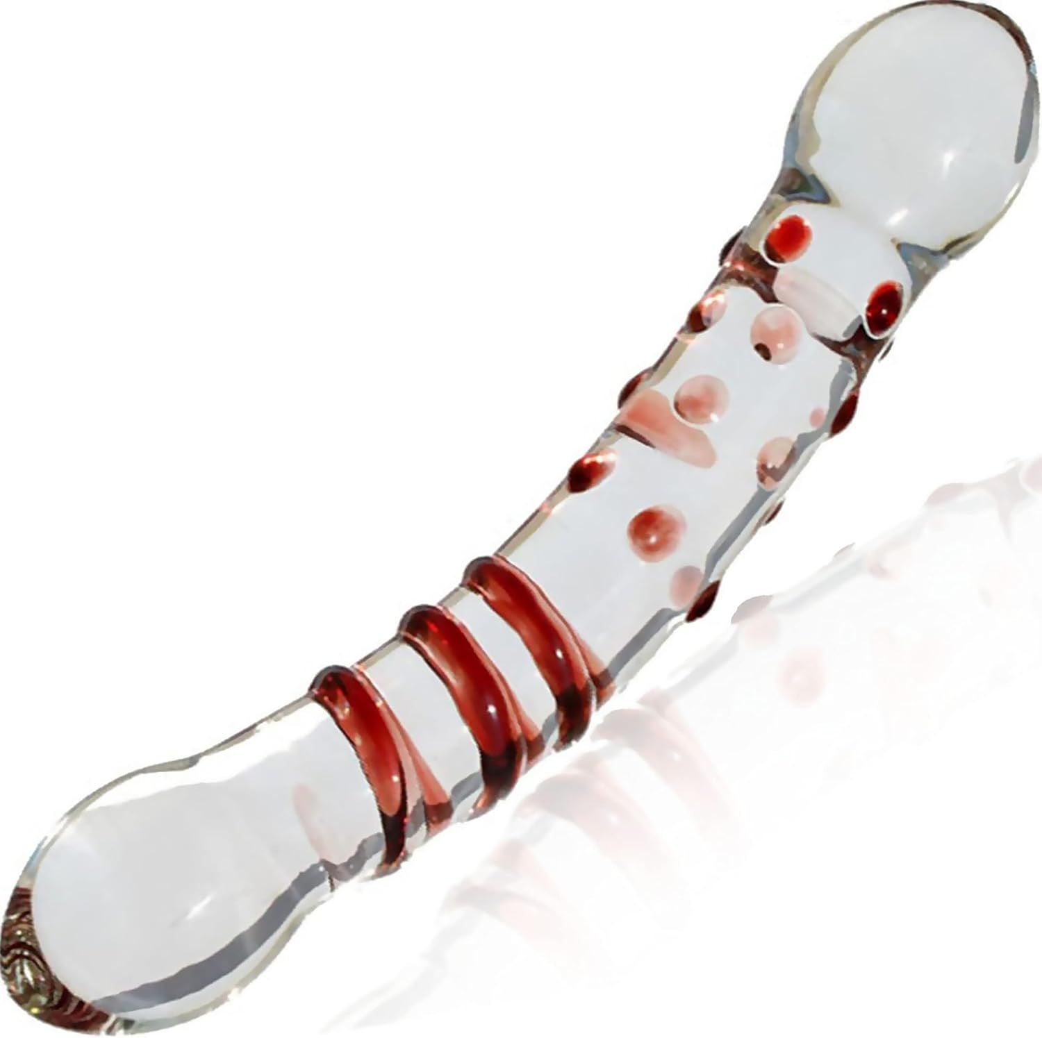 FOPS dildo in vetro rosso 21 cm, diametro 3,5 doppio 1 St